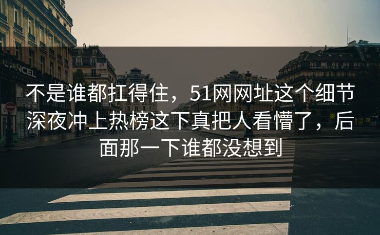 不是谁都扛得住，51网网址这个细节深夜冲上热榜这下真把人看懵了，后面那一下谁都没想到