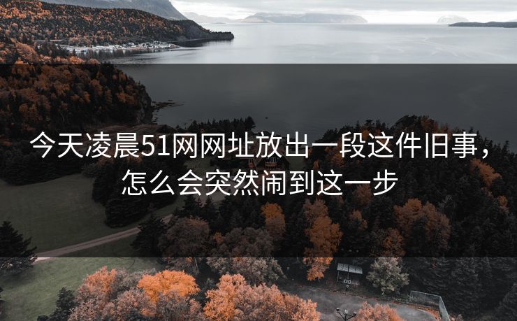 今天凌晨51网网址放出一段这件旧事，怎么会突然闹到这一步