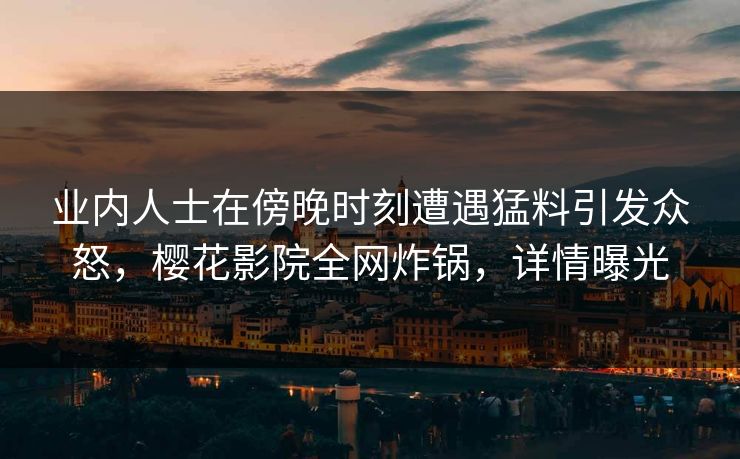 业内人士在傍晚时刻遭遇猛料引发众怒，樱花影院全网炸锅，详情曝光
