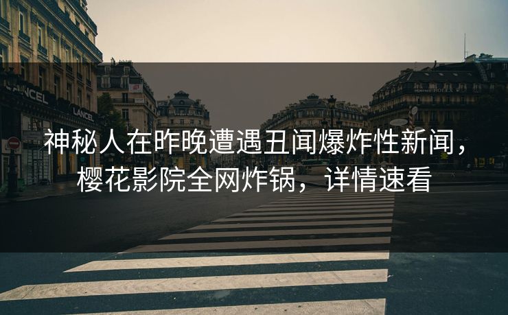 神秘人在昨晚遭遇丑闻爆炸性新闻，樱花影院全网炸锅，详情速看